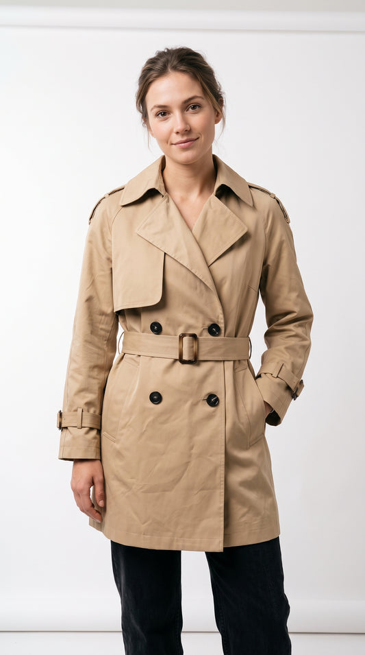 Look - Trench Bibiana en beige, look completo de calle con cinturón anudado